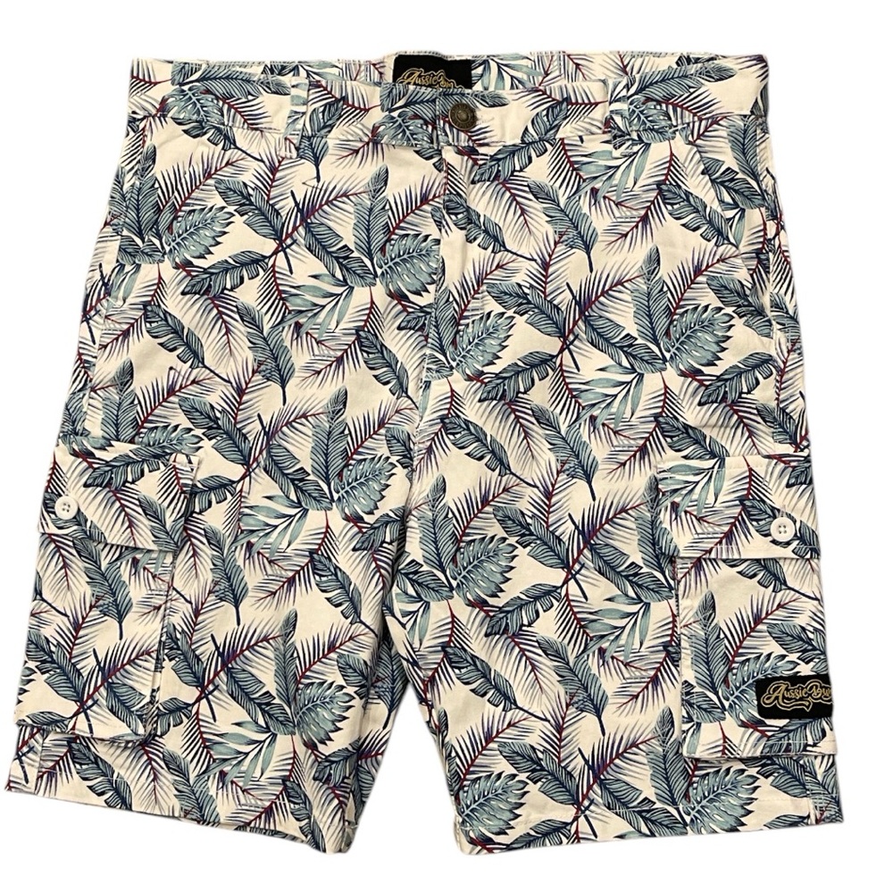Aussie Bum L blue/white tropical leaf Cargo Keppel Pattern Shorts